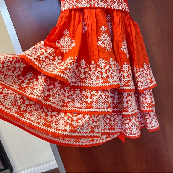 New Boden Square Neck Rara Dress in Firecracker New With Tag Size 6 Embroidered - Picture 3 of 16